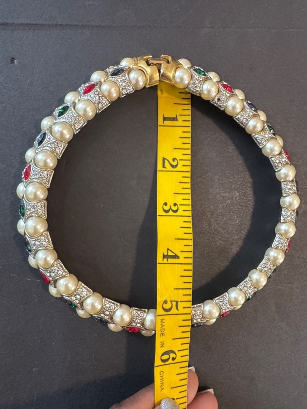 Vintage Landau Jeweled Gold Choker Style Necklace - Picture 5 of 17